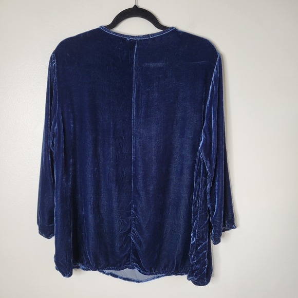 Cut Loose Blue Velvet Silk Blend Blouse - Picture 6 of 7